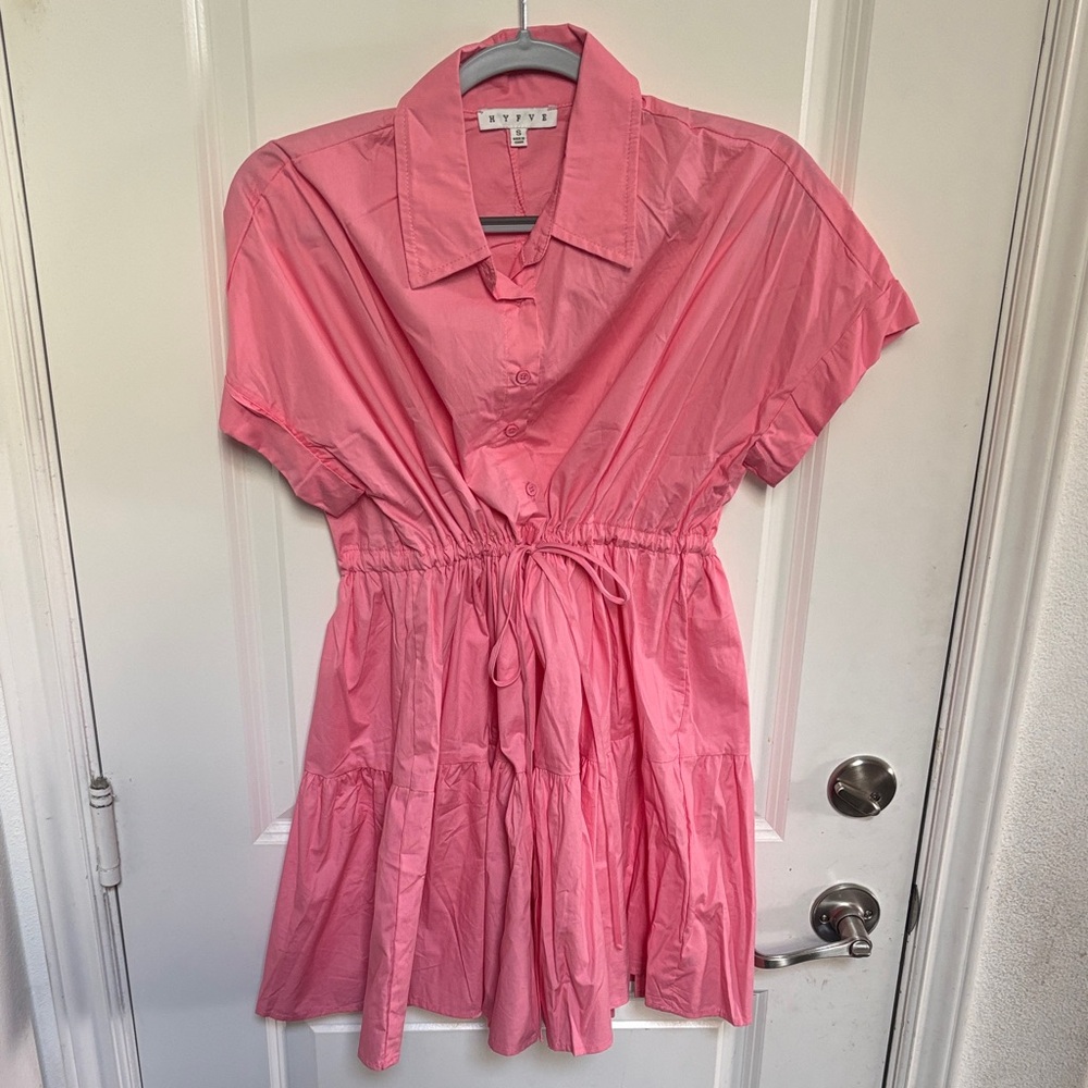 NWOT HYFVE Pink Button-Up Dress